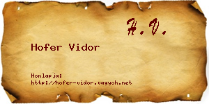 Hofer Vidor névjegykártya